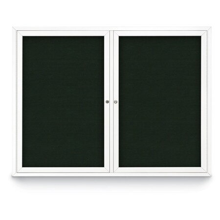 United Visual Products 48"x36" 2-Door Enclosed Outdoor Letterboard, Green Felt/White UV1161D-WHITE-GREEN